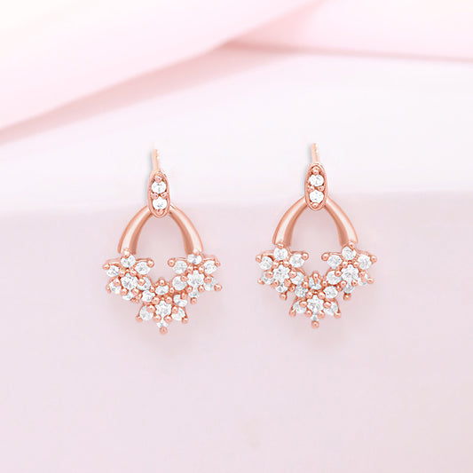 Fancy Rose Gold Plated 925 Sterling Silver Earrings