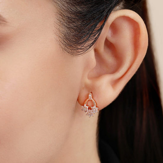 Fancy Rose Gold Plated 925 Sterling Silver Earrings