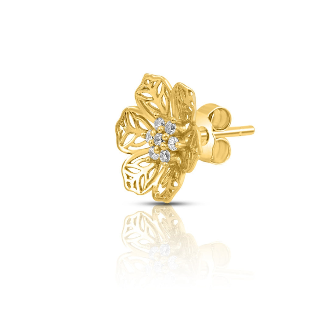 Elegant Floral Gold Plated 925 Sterling Silver Earrings