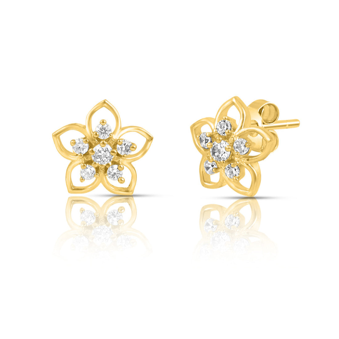 Delicate Floral Gold Plated 925 Sterling Silver Earrings