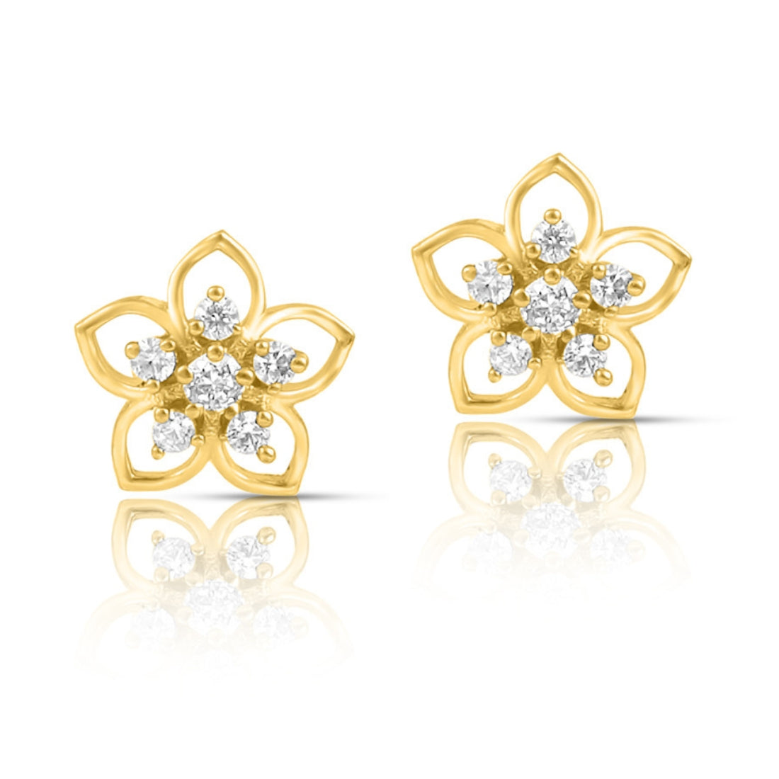 Delicate Floral Gold Plated 925 Sterling Silver Earrings