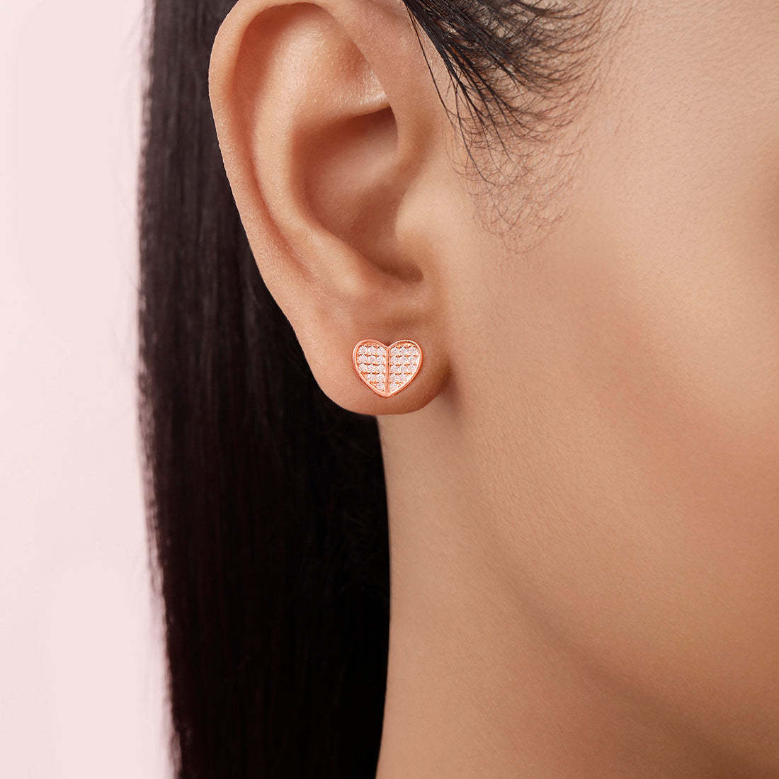 Heart Rose Gold Plated 925 Sterling Silver Earrings
