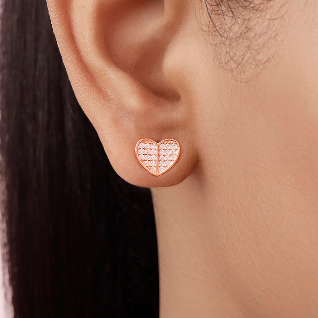 Heart Rose Gold Plated 925 Sterling Silver Earrings