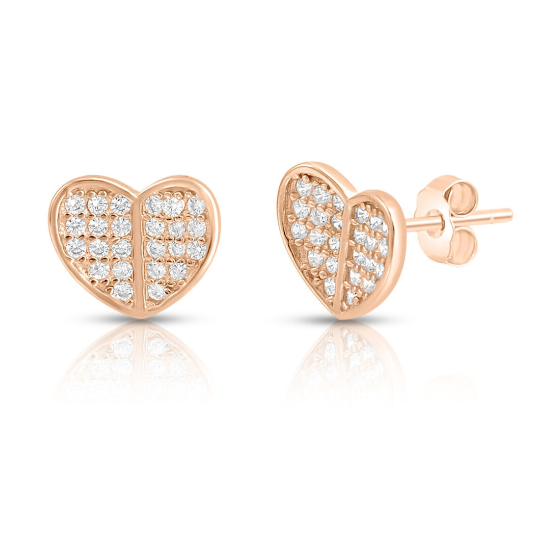 Heart Rose Gold Plated 925 Sterling Silver Earrings