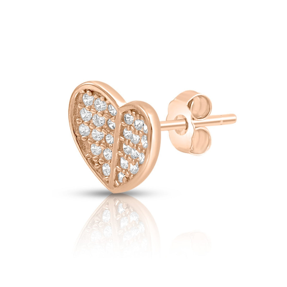 Heart Rose Gold Plated 925 Sterling Silver Earrings
