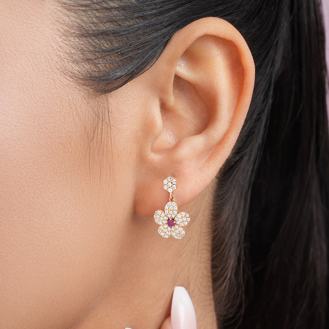 Floral Delights Rose Gold Plated 925 Sterling Silver Earrings