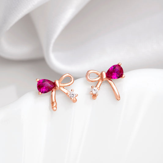 Bow Rose Gold Plated 925 Sterling Silver Earrings