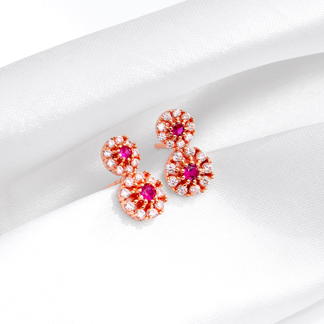 Twirling Bloom Rose Gold Plated 925 Sterling Silver Earrings