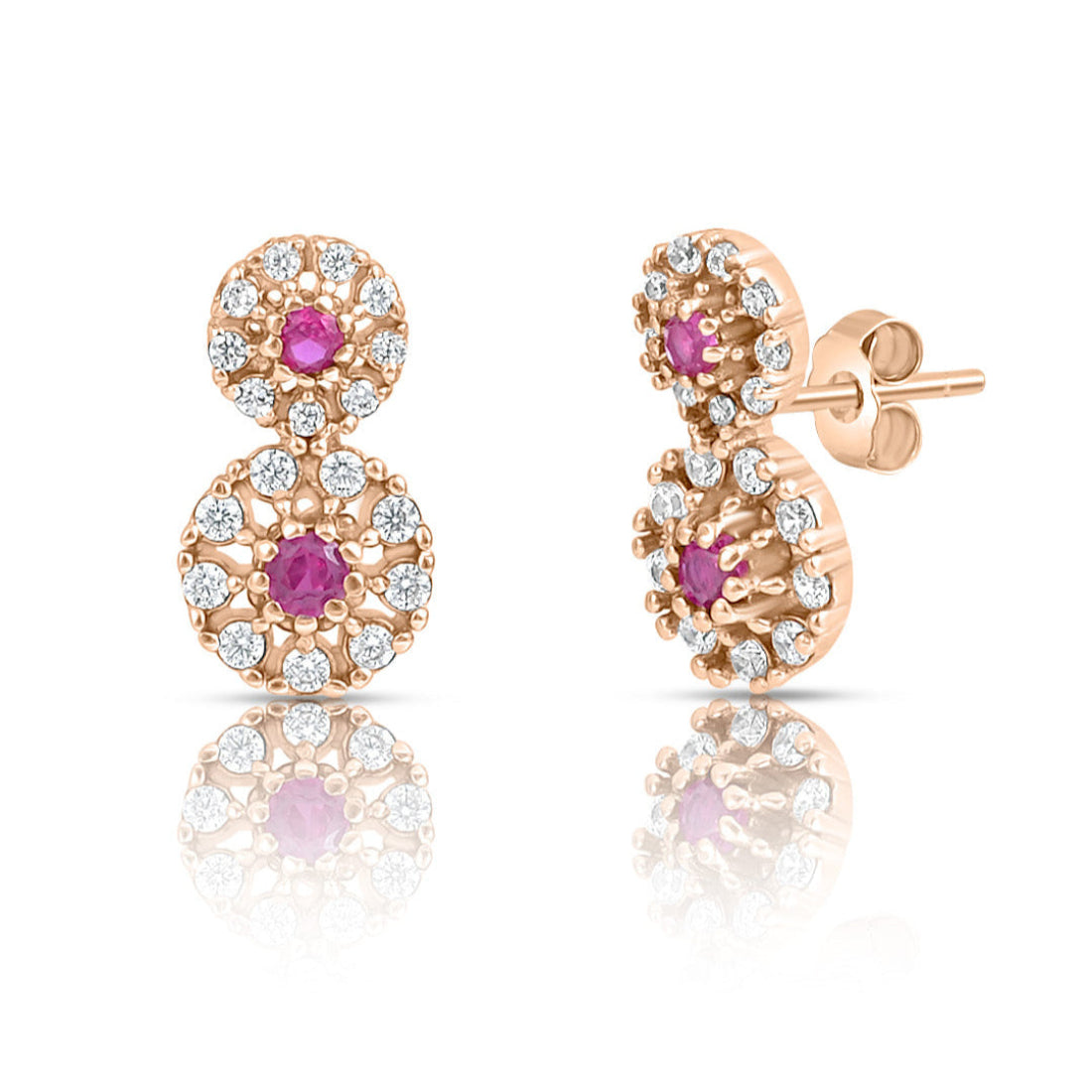 Twirling Bloom Rose Gold Plated 925 Sterling Silver Earrings
