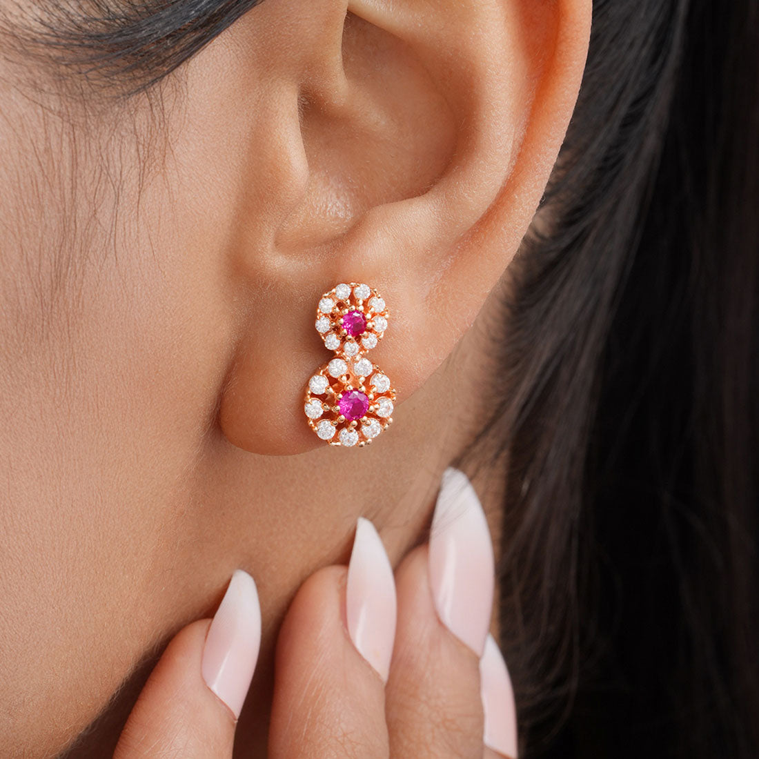 Twirling Bloom Rose Gold Plated 925 Sterling Silver Earrings