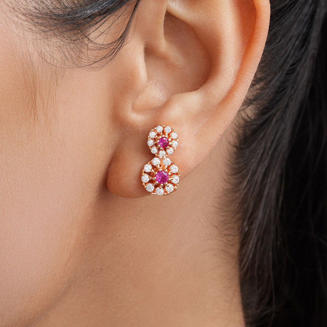 Twirling Bloom Rose Gold Plated 925 Sterling Silver Earrings