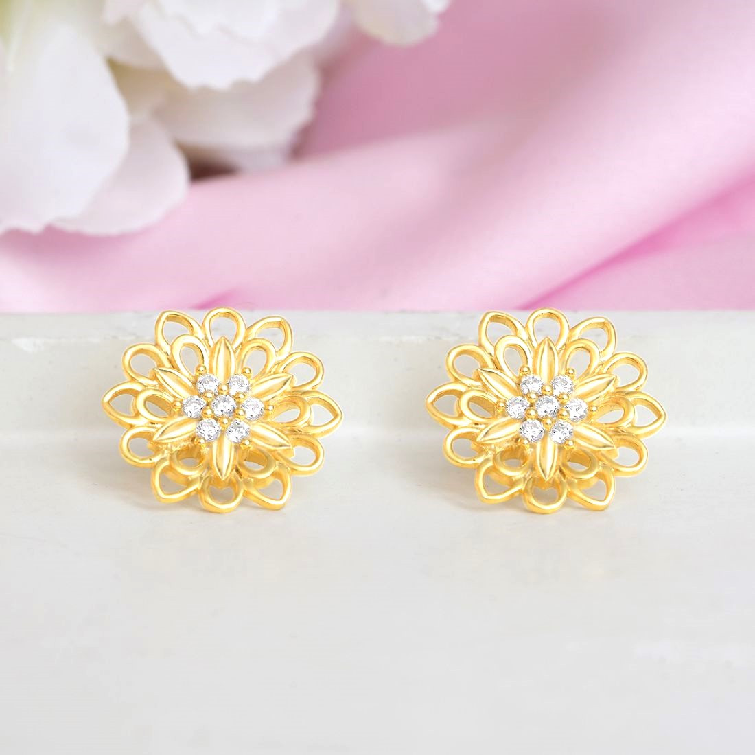 Sunlit Bloom Gold Plated 925 Sterling Silver Earrings