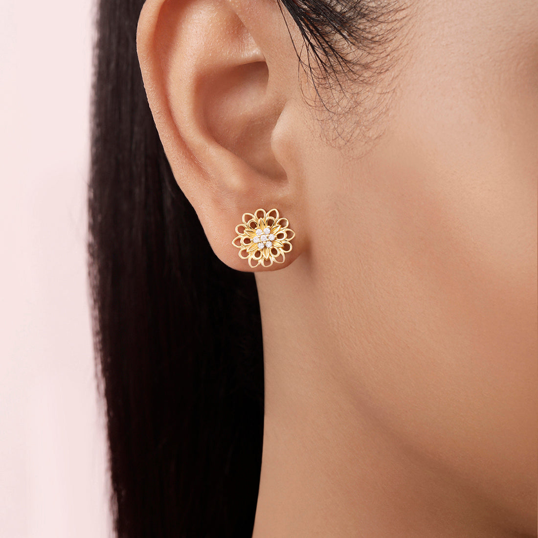 Sunlit Bloom Gold Plated 925 Sterling Silver Earrings
