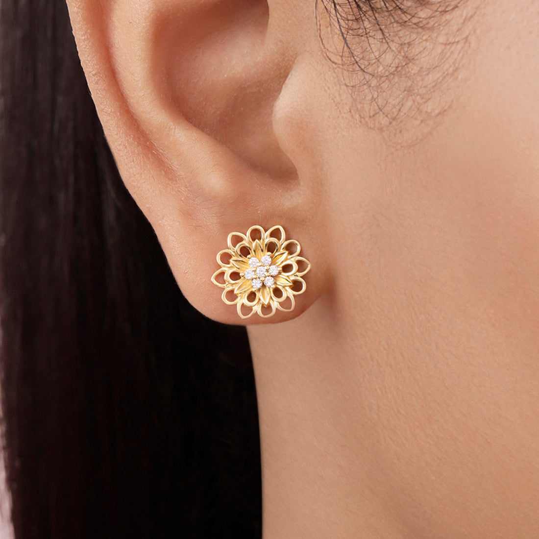 Sunlit Bloom Gold Plated 925 Sterling Silver Earrings