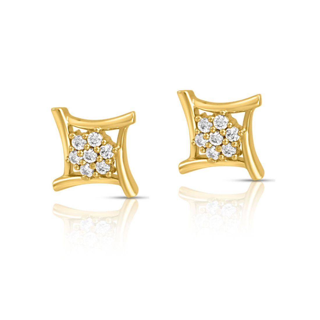 Solitaire Gold Plated 925 Sterling Silver Earrings