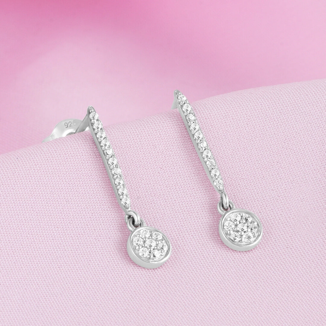 Drop Rhodium Plated 925 Sterling Silver Earrings