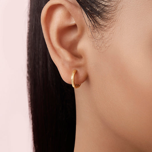Classic Gold Plated 925 Sterling Silver Hoop Earrings