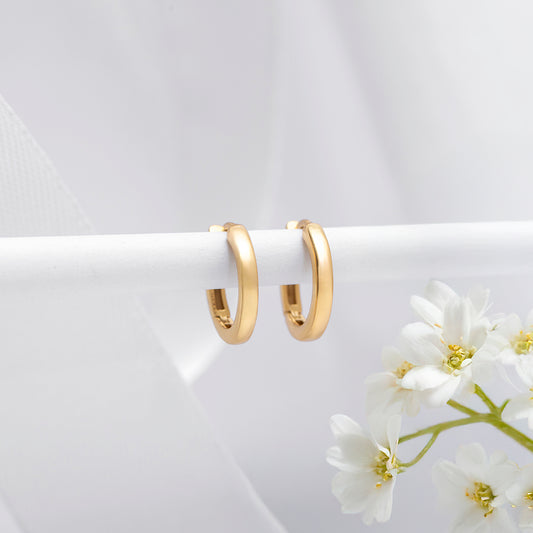 Classic Gold Plated 925 Sterling Silver Hoop Earrings