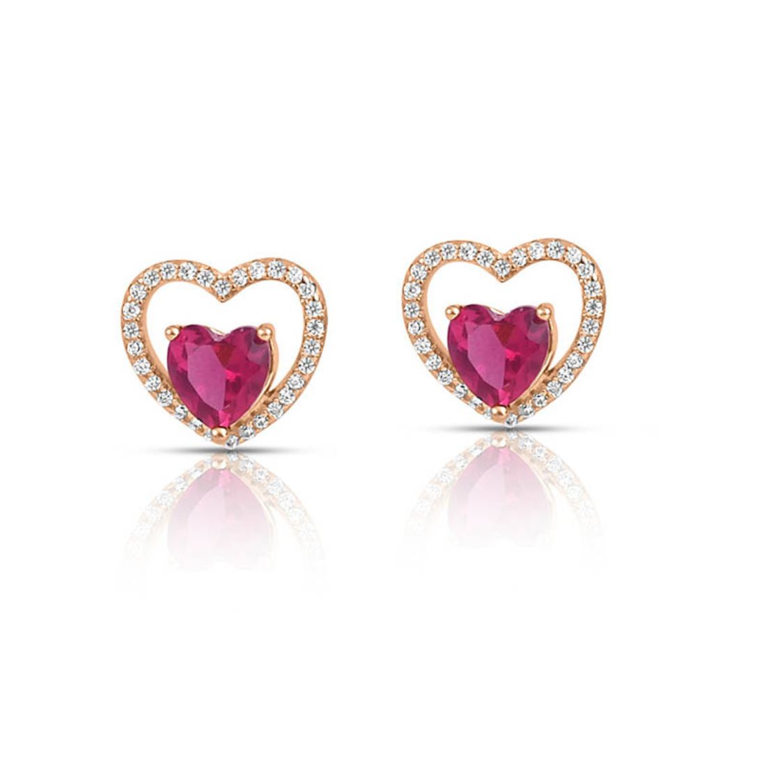 Crimson Hearts Rose Gold Plated 925 Sterling Silver Earrings