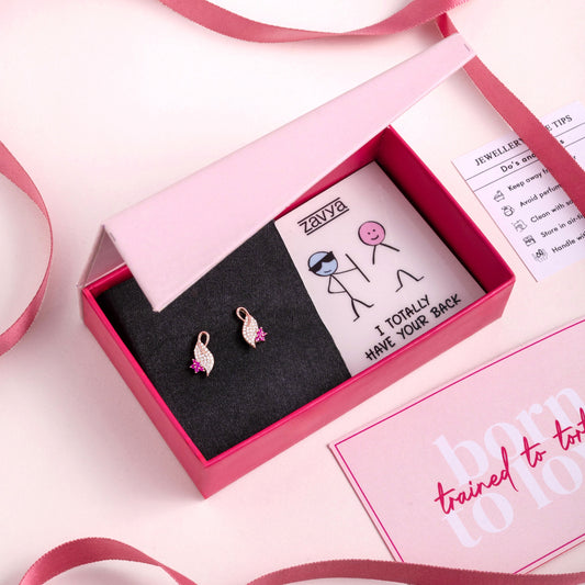 Sparkling Leaf Rose Gold Plated 925 Sterling Silver Earrings Gift Hamper