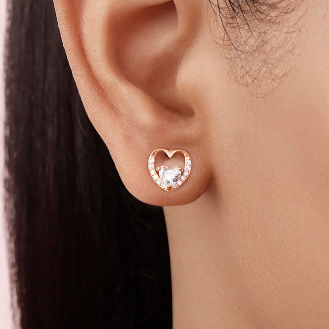 Heart Throb Rose Gold Plated 925 Sterling Silver Earrings
