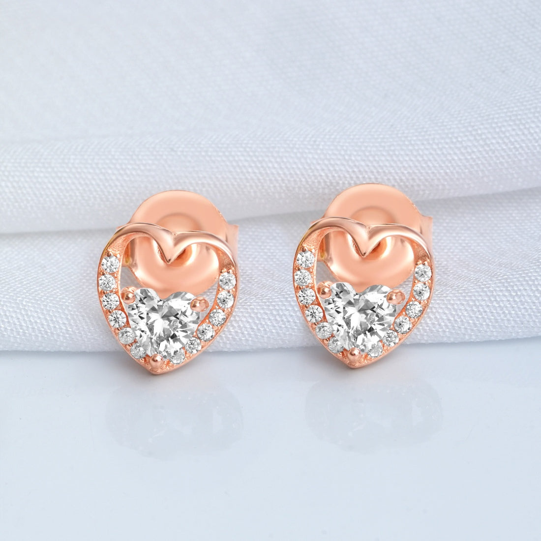 Heart Throb Rose Gold Plated 925 Sterling Silver Earrings