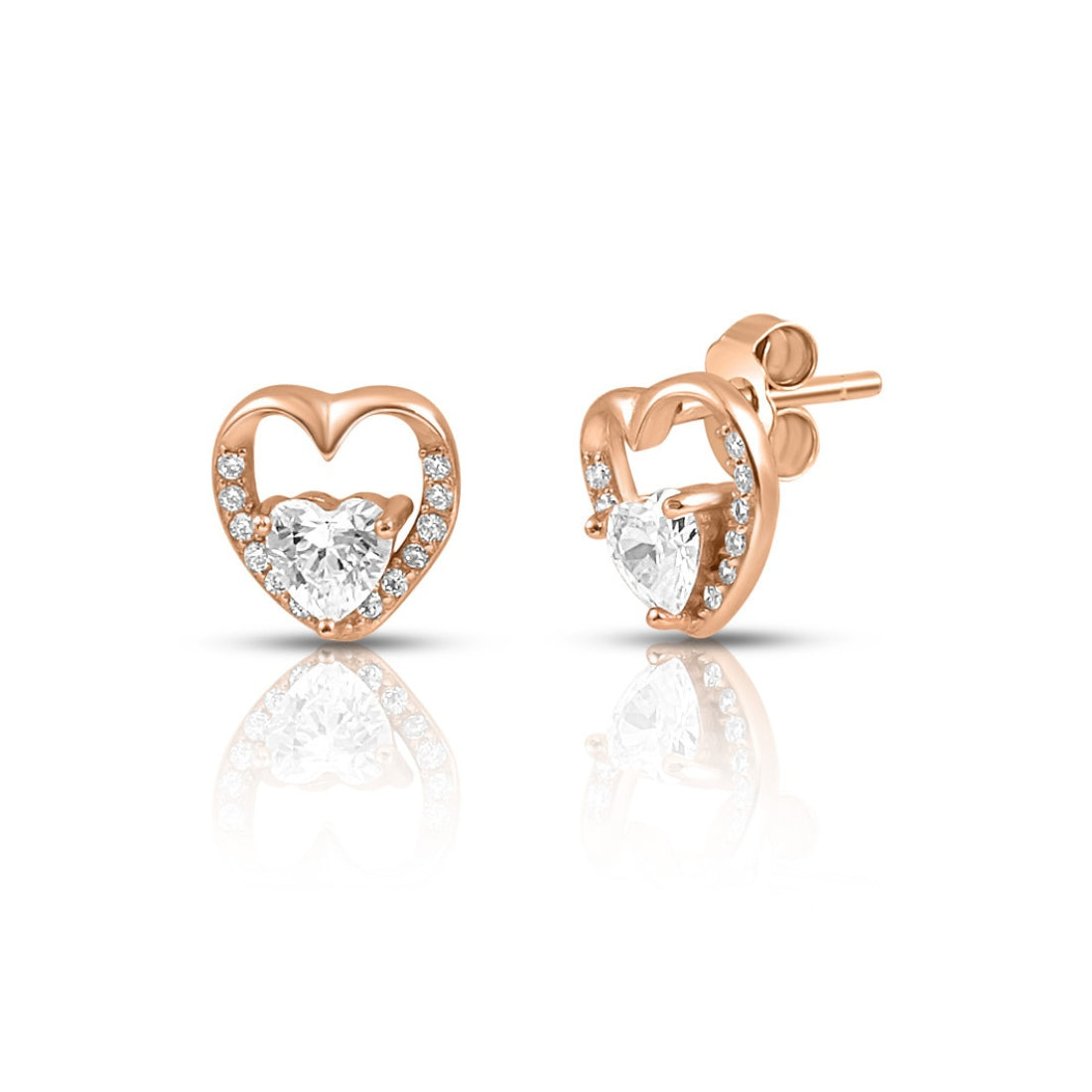 Heart Throb Rose Gold Plated 925 Sterling Silver Earrings