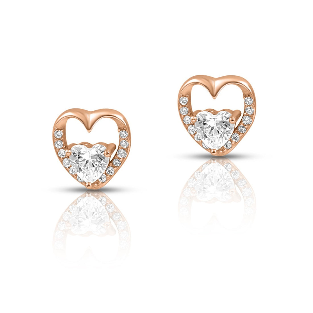 Heart Throb Rose Gold Plated 925 Sterling Silver Earrings