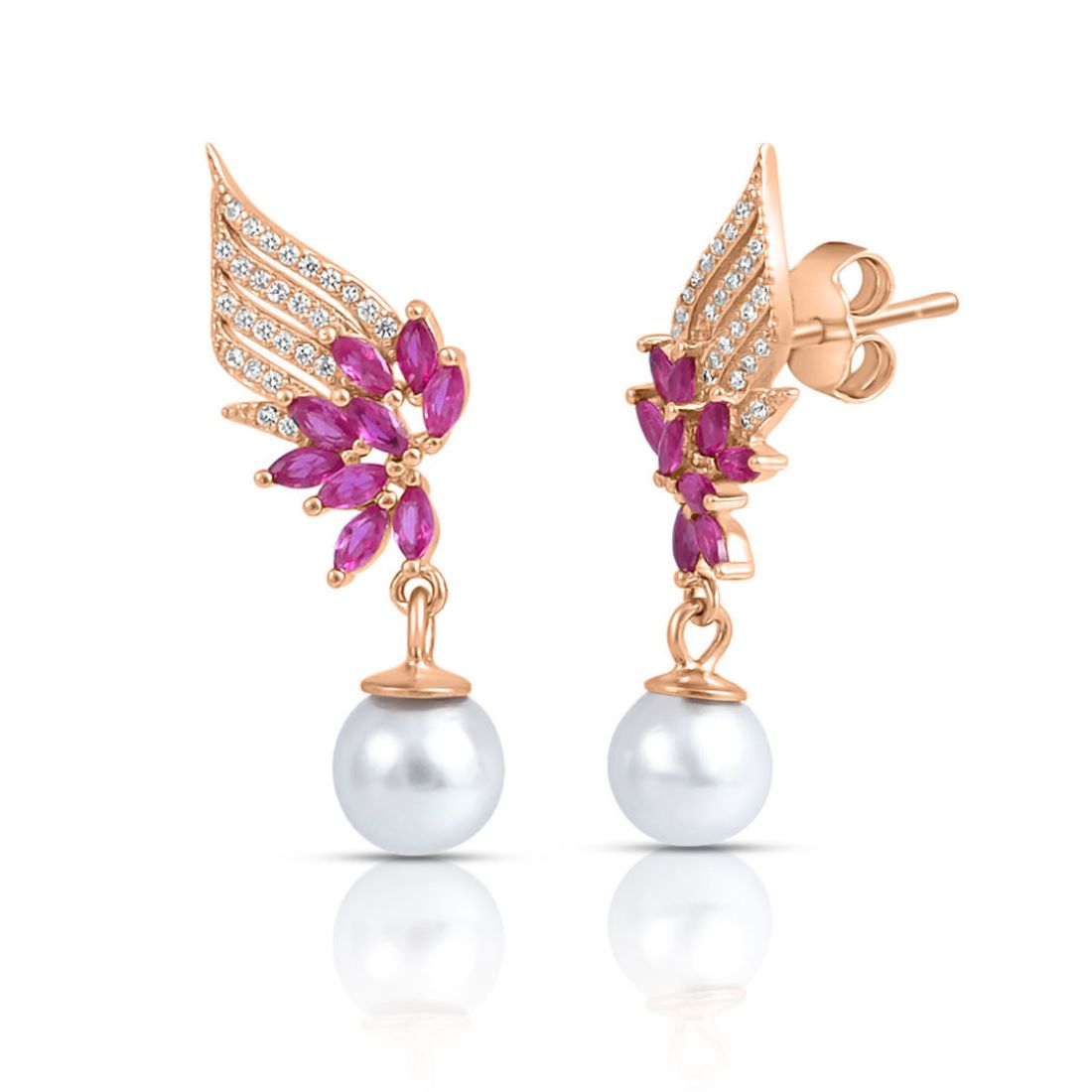 Floral Dewdrop Rose Gold Plated 925 Sterling Silver Earrings