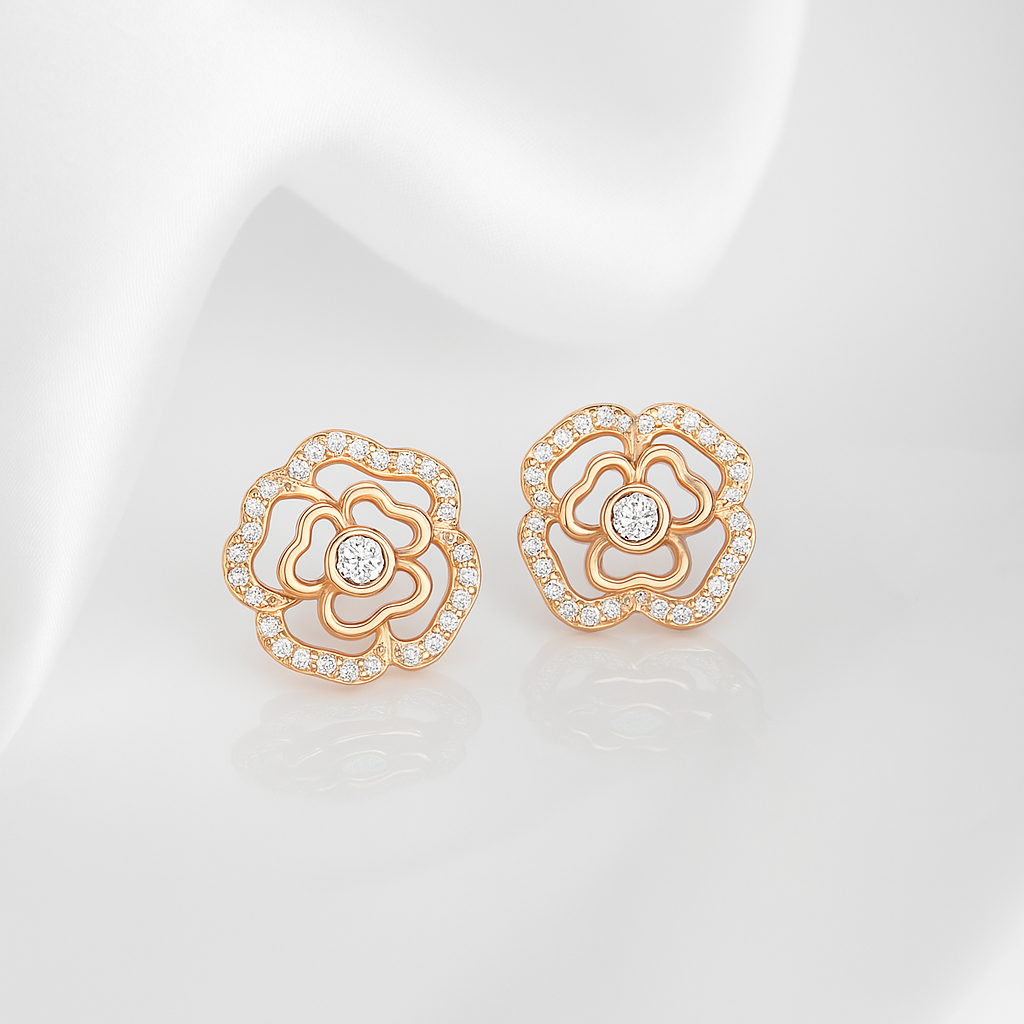 Ethereal Beauty Rose Gold Plated 925 Sterling Silver Earrings