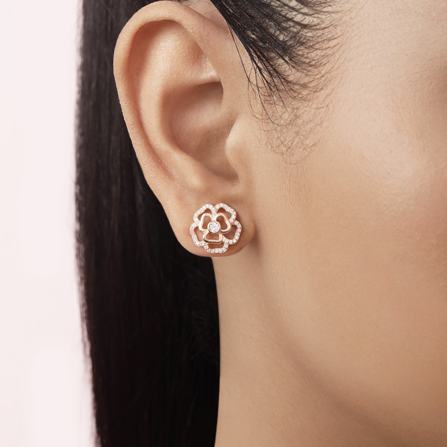 Ethereal Beauty Rose Gold Plated 925 Sterling Silver Earrings