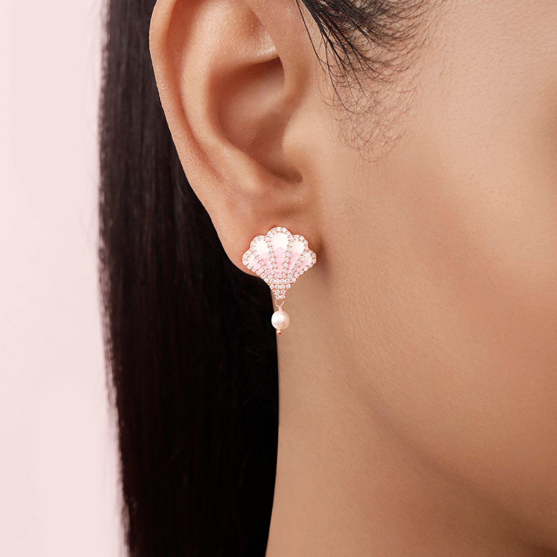 Pearl Rose Gold Plated 925 Sterling Silver Earrings