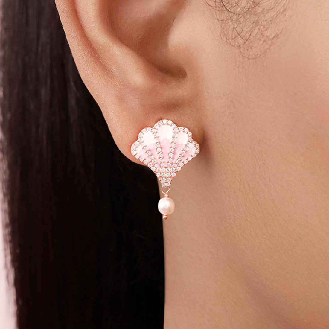 Pearl Rose Gold Plated 925 Sterling Silver Earrings