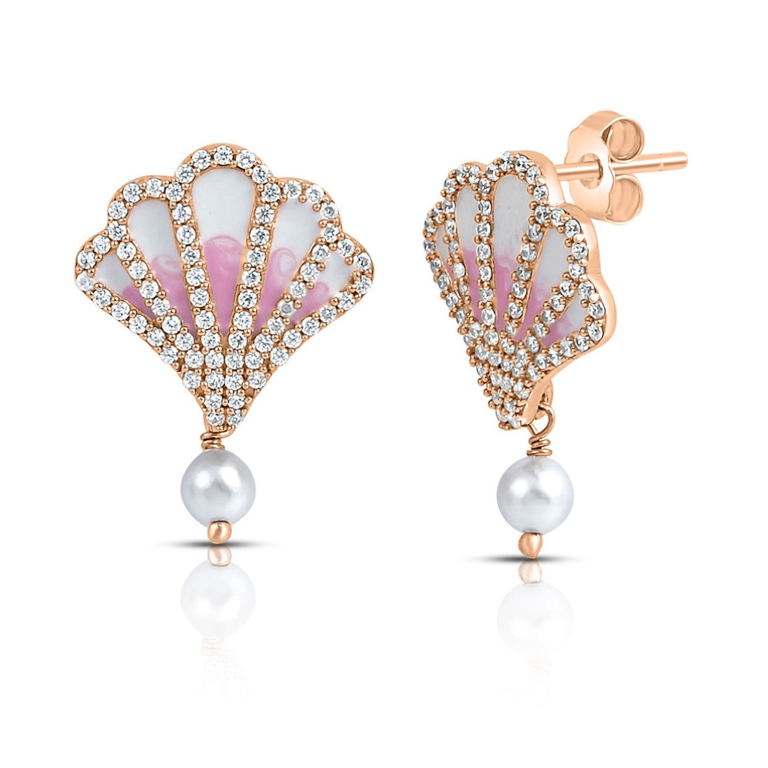 Pearl Rose Gold Plated 925 Sterling Silver Earrings