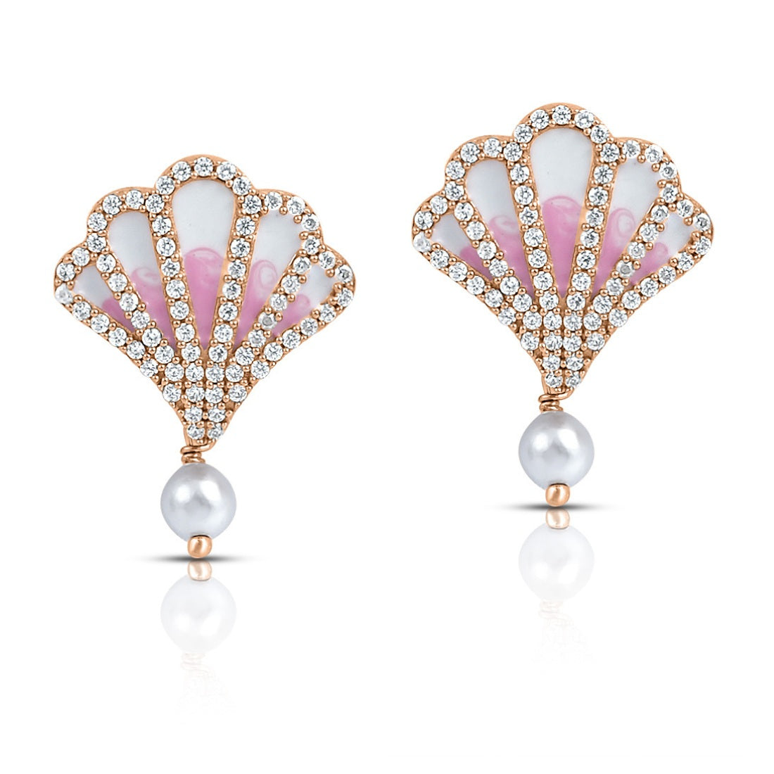 Pearl Rose Gold Plated 925 Sterling Silver Earrings