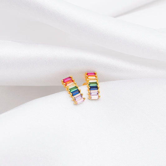 Rainbow Gold Plated 925 Sterling Silver Earrings