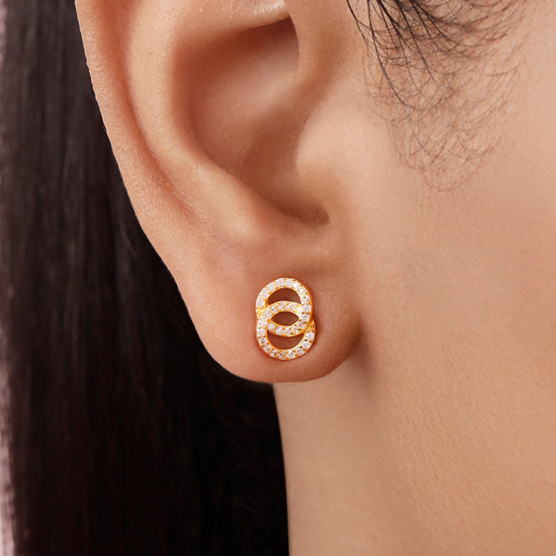 Interlinked Gold Plated 925 Sterling Silver Earrings