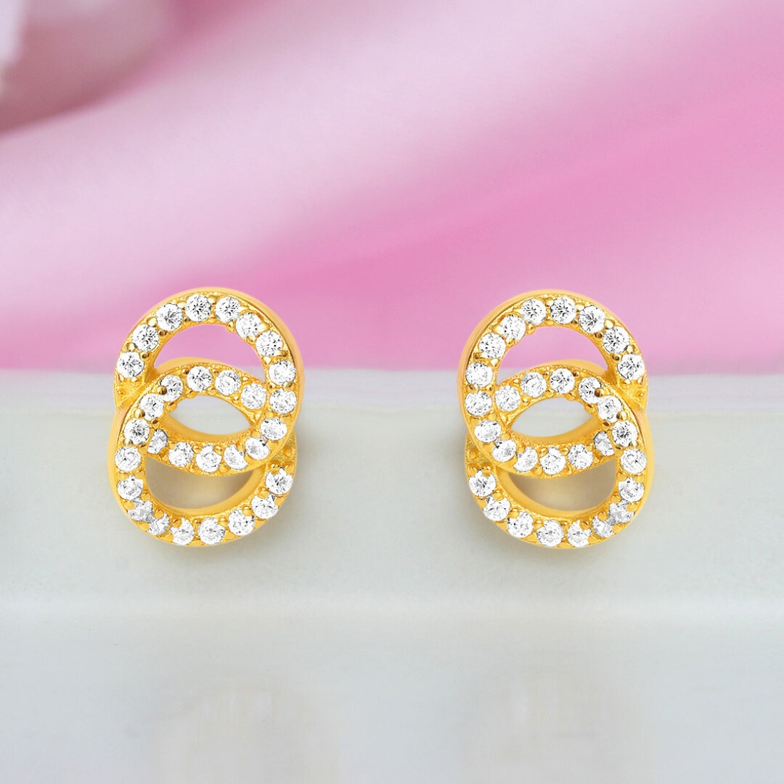 Interlinked Gold Plated 925 Sterling Silver Earrings