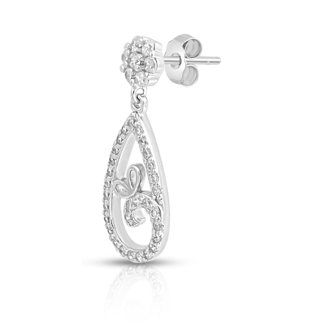 Teardrop Rhodium Plated 925 Sterling Silver Earrings