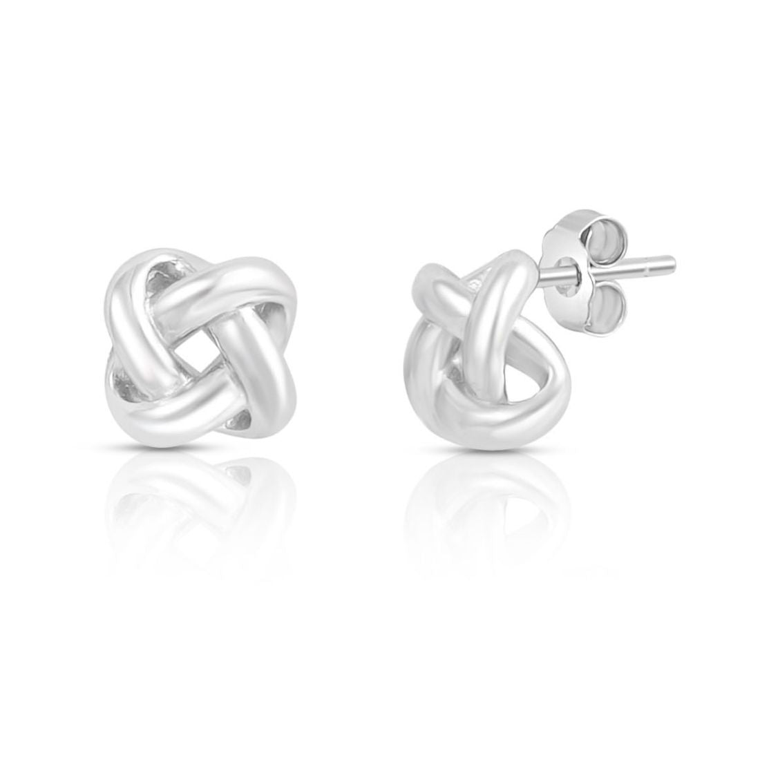 Love Knot Rhodium Plated 925 Sterling Silver Stud Earrings