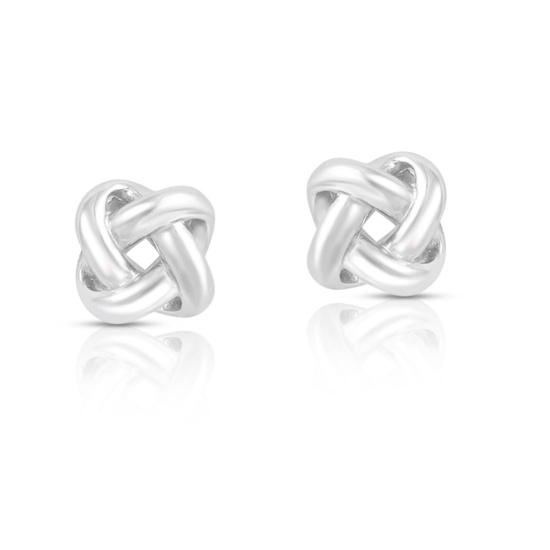 Love Knot Rhodium Plated 925 Sterling Silver Stud Earrings