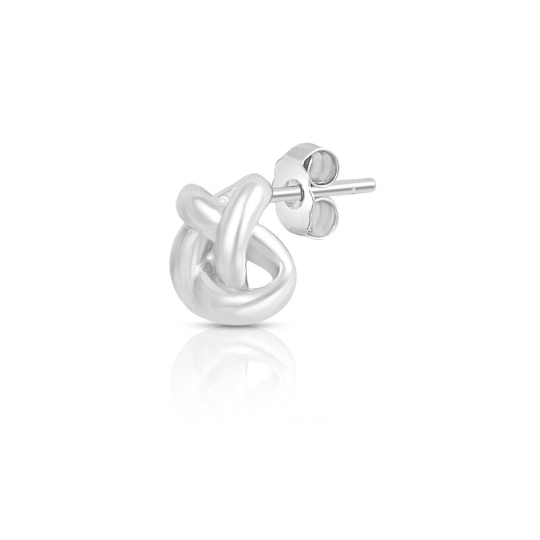 Love Knot Rhodium Plated 925 Sterling Silver Stud Earrings