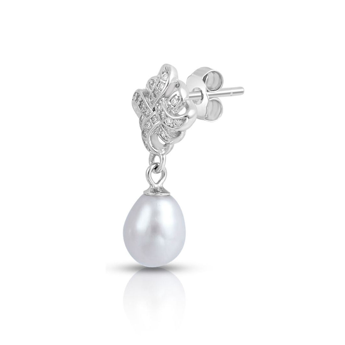 Classic Pearl Rhodium Plated 925 Sterling Silver Earrings