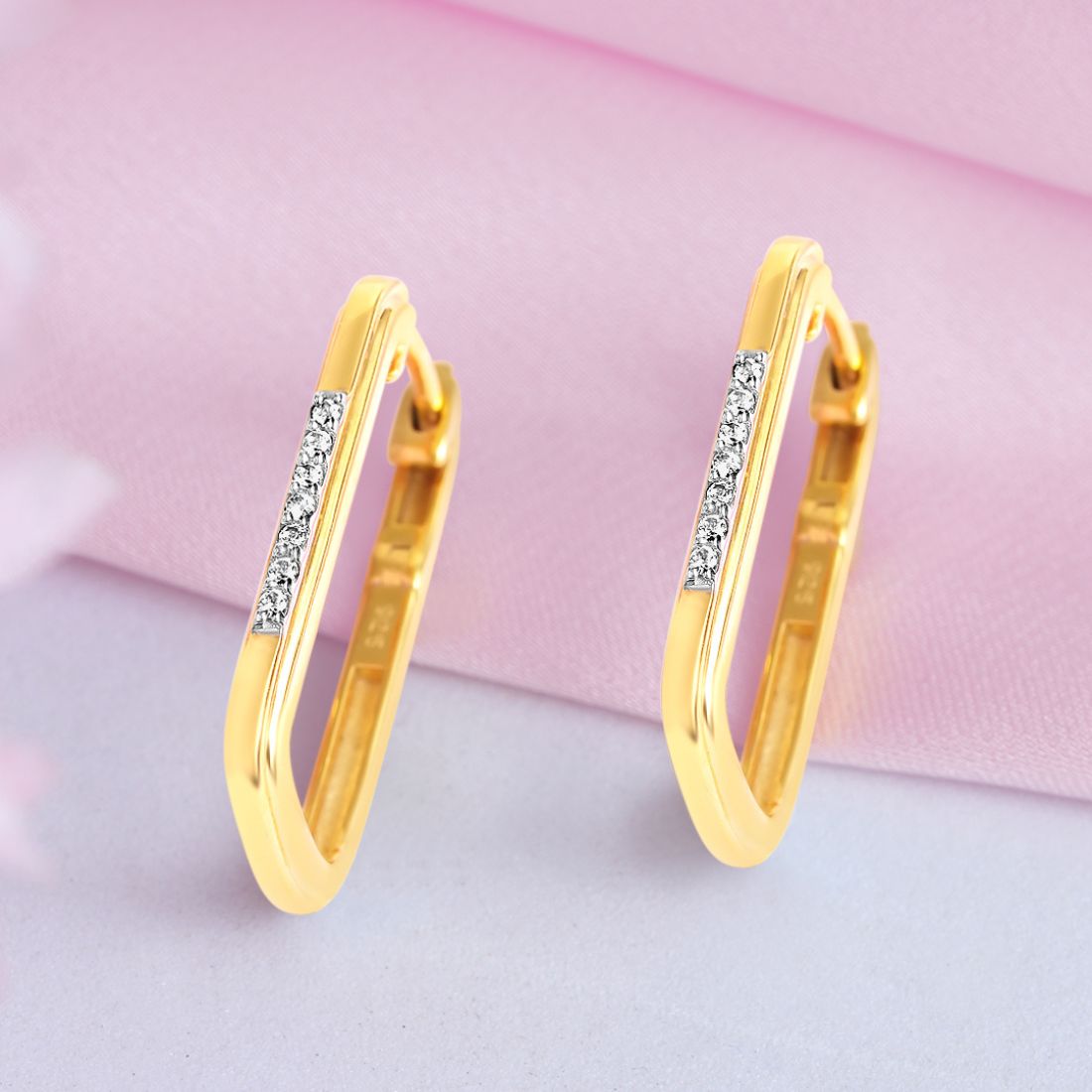 Rectangle Gold Plated 925 Sterling Silver Earrings