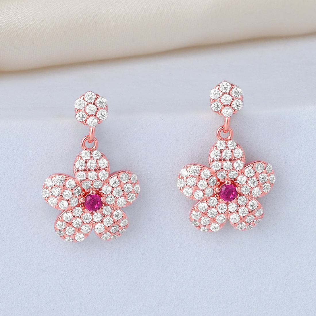 Floral Delights Rose Gold Plated 925 Sterling Silver Earrings
