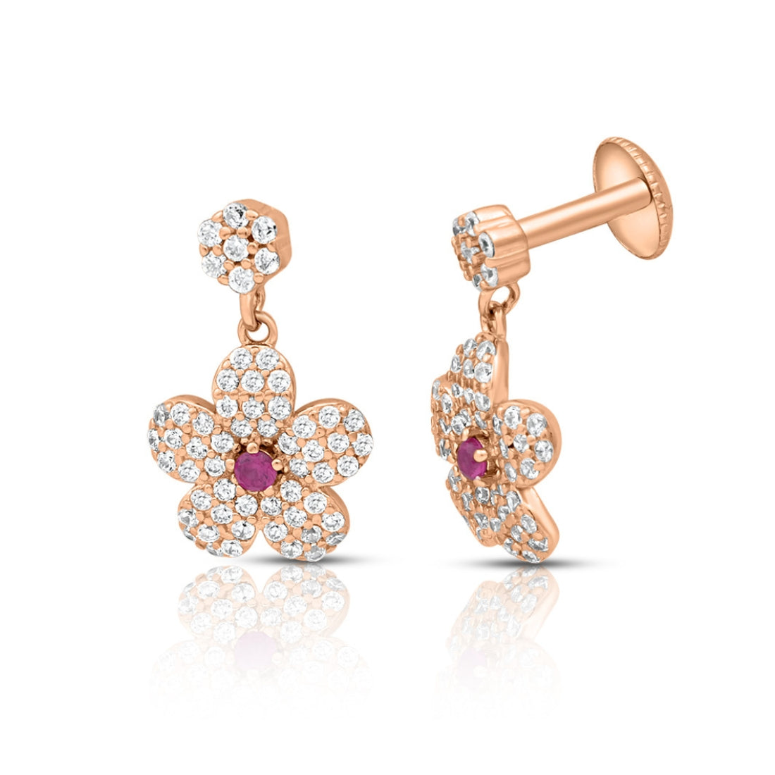 Floral Delights Rose Gold Plated 925 Sterling Silver Earrings