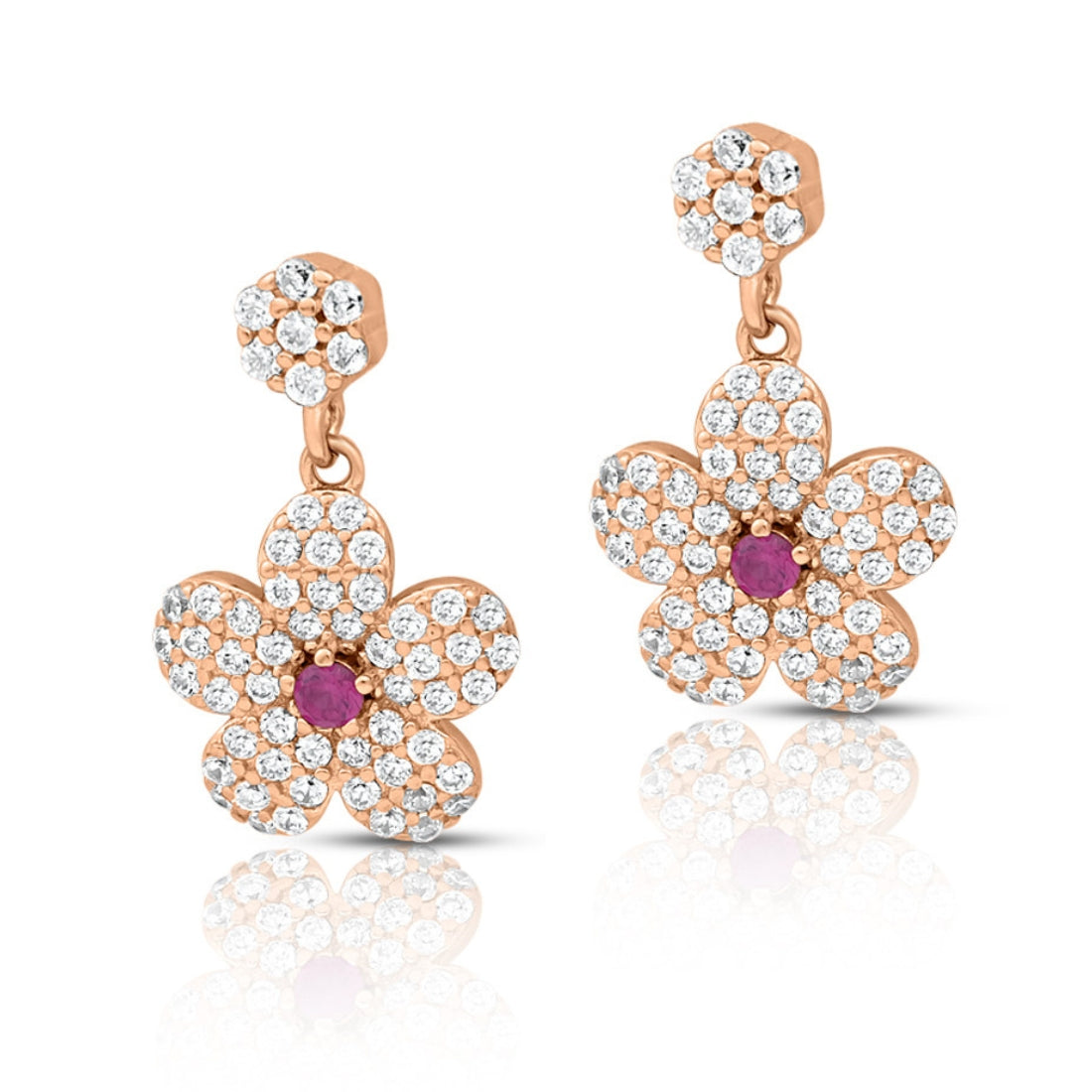 Floral Delights Rose Gold Plated 925 Sterling Silver Earrings