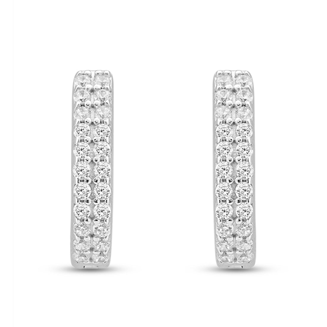 Crystal Pavé Hug Rhodium-Plated 925 Silver Micro-Hoop Earring