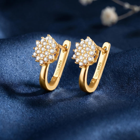 Floral Whisper Gold Plated 925 Silver Hoop Earrings