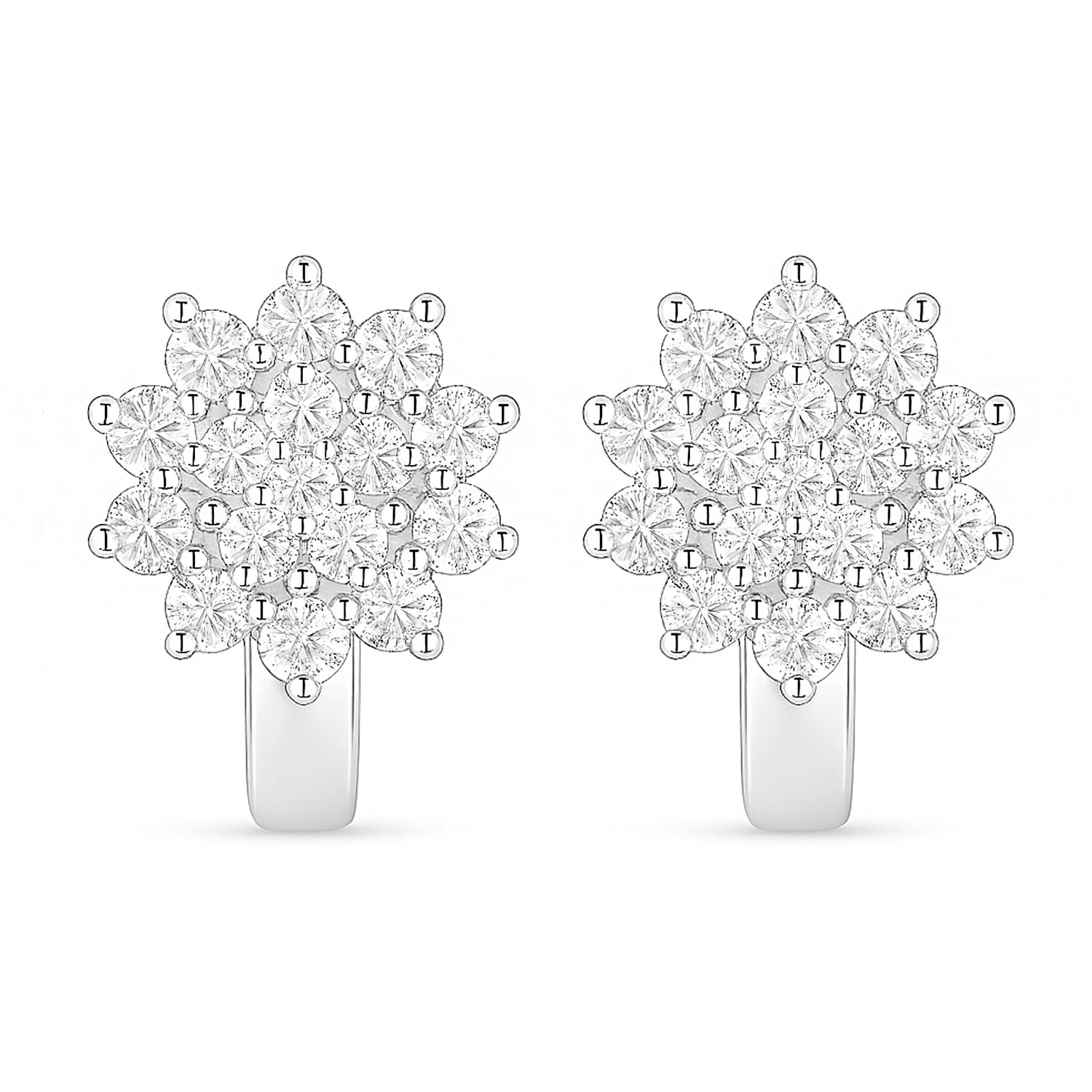 Floral Whisper Silver Hoop Rhodium Plated Earrings